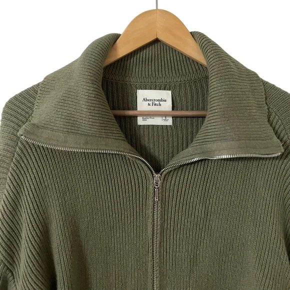 ABERCROMBIE & FITCH Rib Zip Up Knit Sweater Pullover Top - Picture 2 of 7